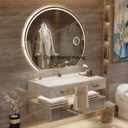 YL Luxury Floating Modern Bathroom Cabinet Mirror Led Light Smart Vanity Toilet Cabinet Space Saver Mobile Da Bagno Furniture