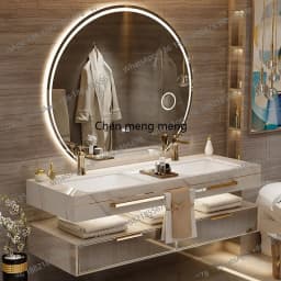 YL Luxury Floating Modern Bathroom Cabinet Mirror Led Light Smart Vanity Toilet Cabinet Space Saver Mobile Da Bagno Furniture