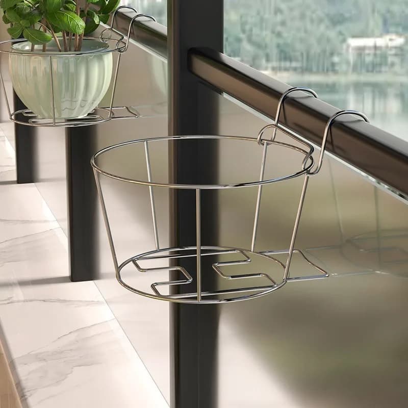 2026 Stainless Steel Flower Stand Simple Flower Pot Hanging Rack Balcony Flower Stand Hanging Basket Flower Pot Rack
