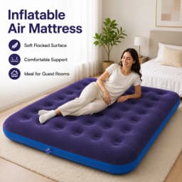 1PC Inflatable Air Mattress Air Bed, Quick Inflation Valve, Flocked Surface Thick Durable Portable Travel Camping Guest Bed