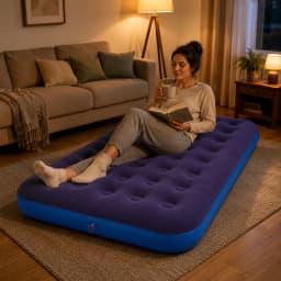 1PC Inflatable Air Mattress Air Bed, Quick Inflation Valve, Flocked Surface Thick Durable Portable Travel Camping Guest Bed