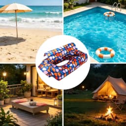 Inflatable Beach Lounger Camping Air Sofa With Sun Shade No-Pump Blow Up Couch For Outdoor Camping Hiking Picnic Vacation