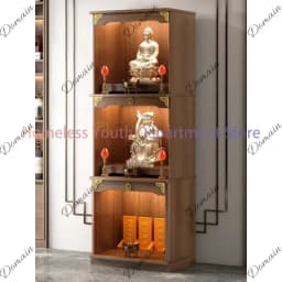 A New Chinese Style Clothes Closet Solid Wood Three-Layer Altar Cabinet Worship God Shed God of Wealth Cabinet