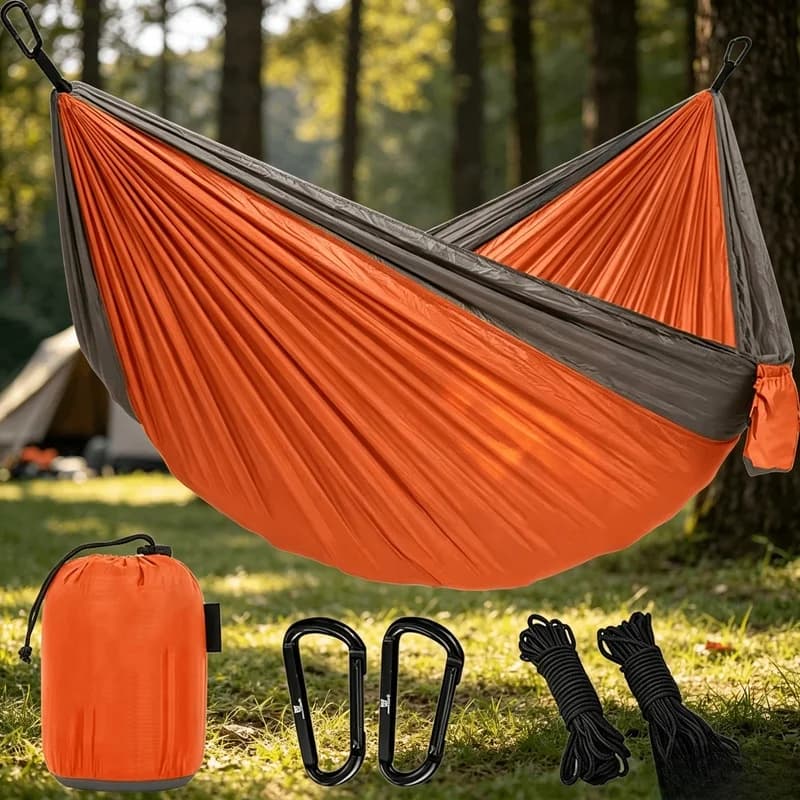 Portable Lightweight Parachute Nylon Camping Hammock, Outdoor Gear for Backpacking Travel Survival