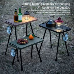 Aluminum Alloy Folding Camping Table Adjustable Height 2 Level Outdoor Portable Table with Carry Bag for Picnic BBQ