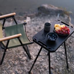 Aluminum Alloy Folding Camping Table Adjustable Height 2 Level Outdoor Portable Table with Carry Bag for Picnic BBQ
