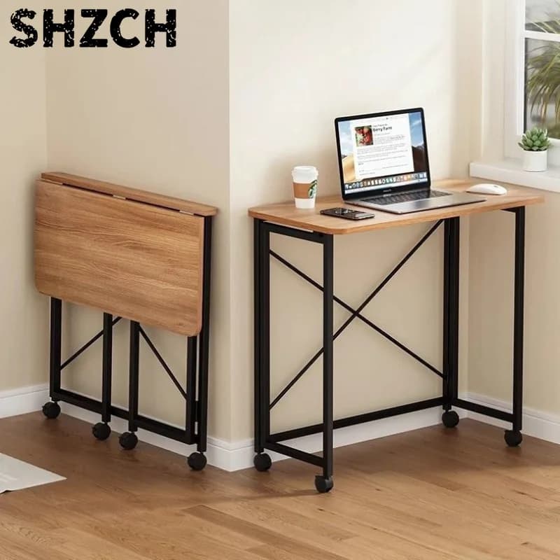 Simple Computer Desk Foldable Mobile Bedroom Makeup Bedside Small Desk Writing Desk