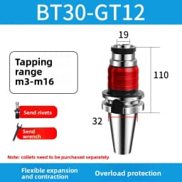 BT30-GT12 Tapping Holder Flexible Overload Protection M3-M16 for CNC Machining Center