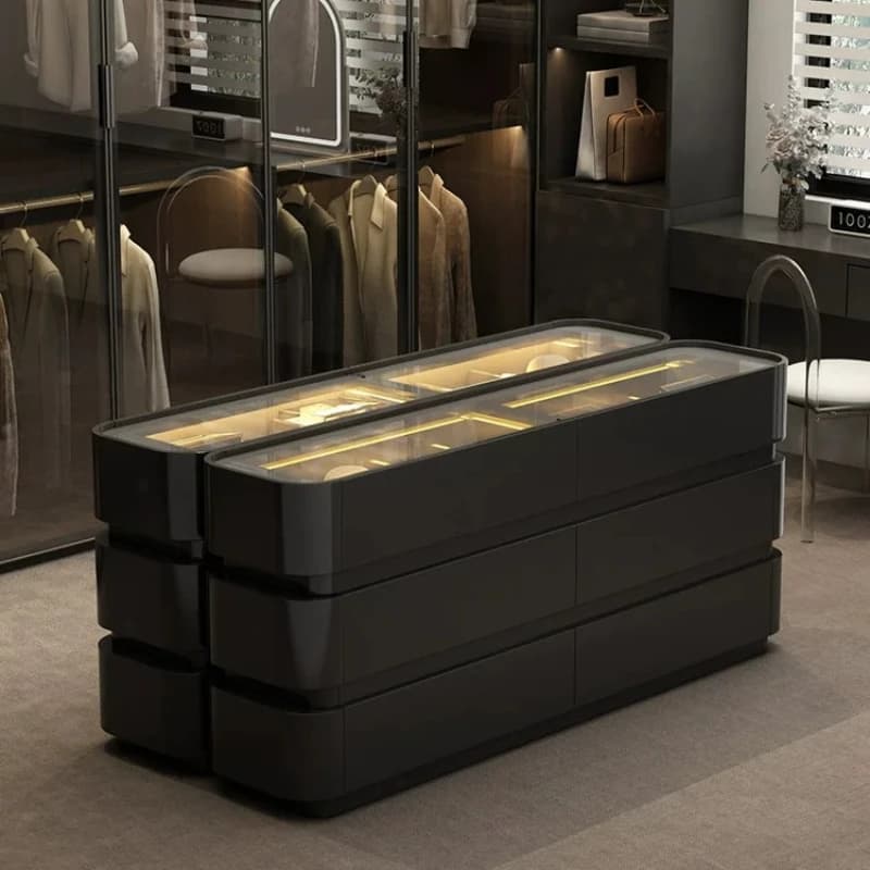 Storage Dresser Cabinets Hidden Black Luxury Collectables Light Cabinets Display Glass Aparadores De Salon Room Furniture
