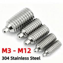 304 Stainless Steel Spring Plungers with Round-Ended Pin and Hex Socket Screw with Spring Pin M3 M4 M5 M6 M8 M10 M12