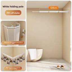 Hidden Folding Curtain Rod No Punching Bathroom Waterproof Drying Rack Toilet Telescopic Rod Partition Curtain Shower  Curtain