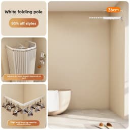 Hidden Folding Curtain Rod No Punching Bathroom Waterproof Drying Rack Toilet Telescopic Rod Partition Curtain Shower  Curtain