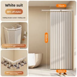Hidden Folding Curtain Rod No Punching Bathroom Waterproof Drying Rack Toilet Telescopic Rod Partition Curtain Shower  Curtain