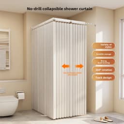 Hidden Folding Curtain Rod No Punching Bathroom Waterproof Drying Rack Toilet Telescopic Rod Partition Curtain Shower  Curtain