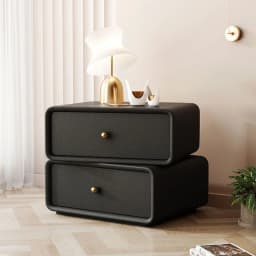 AOLIVIYA Nightstand Bedroom Bedside Table Sofa Side Storage Cabinet Rotating Cube Leather Modern Luxury Shelf Cream