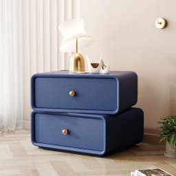 AOLIVIYA Nightstand Bedroom Bedside Table Sofa Side Storage Cabinet Rotating Cube Leather Modern Luxury Shelf Cream