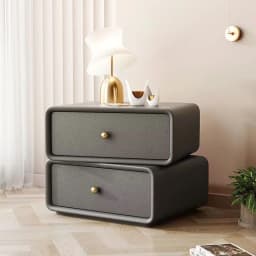 AOLIVIYA Nightstand Bedroom Bedside Table Sofa Side Storage Cabinet Rotating Cube Leather Modern Luxury Shelf Cream