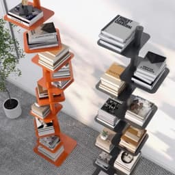 Creative Rotating Metal Bookcase Multi-Tier Corner Shelf Organizer Space Saving Standing Storage Rack for Living Room Bookshelf