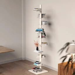 Creative Rotating Metal Bookcase Multi-Tier Corner Shelf Organizer Space Saving Standing Storage Rack for Living Room Bookshelf