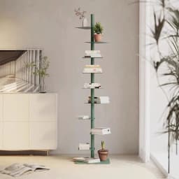 Creative Rotating Metal Bookcase Multi-Tier Corner Shelf Organizer Space Saving Standing Storage Rack for Living Room Bookshelf