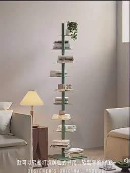 Creative Rotating Metal Bookcase Multi-Tier Corner Shelf Organizer Space Saving Standing Storage Rack for Living Room Bookshelf