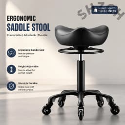 Professional Salon Swivel Chair with 360° Silent Casters, SGS-Certified Gas Lift, Adjustable Height & Reinforced Steel Base