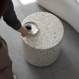 Nordic Furniture,Creative Shell Tea Table,Living Room Side Table,Cylindrical Display Stand,Luxury Display Stand,Art Storage Desk
