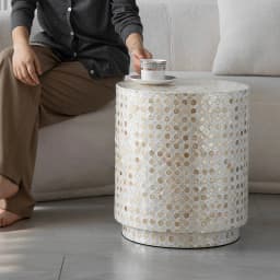 Nordic Furniture,Creative Shell Tea Table,Living Room Side Table,Cylindrical Display Stand,Luxury Display Stand,Art Storage Desk