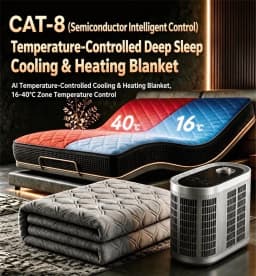 CAT-8Smart Water Circulation Cooling Mattress Cover, Zoned Dual Side Temperature Control for Deep Sleep, Cooling & Heating Temp