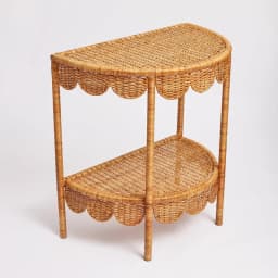 Creative Rattan Side Table Modern Farmhouse Balcony Coffee Tables Double-layered Console Table Japanese Living Room Furniture