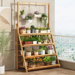 Flower Rack New Balcony Multi-layer Indoor Floor-to-ceiling Flower Pot Rack Green Basket Hanging Orchid Living Room Ladder Rack