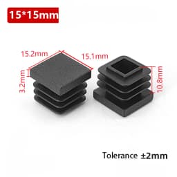 1~100Pcs Square Plastic End Caps Black Tube Pipe Plug Bung Stopper Assorted Sizes 10x10mm-120x120mm for Chair Legs Furniture DIY