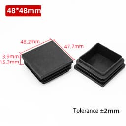 1~100Pcs Square Plastic End Caps Black Tube Pipe Plug Bung Stopper Assorted Sizes 10x10mm-120x120mm for Chair Legs Furniture DIY