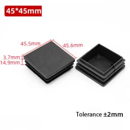 1~100Pcs Square Plastic End Caps Black Tube Pipe Plug Bung Stopper Assorted Sizes 10x10mm-120x120mm for Chair Legs Furniture DIY