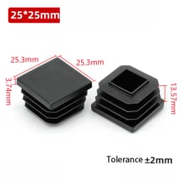 1~100Pcs Square Plastic End Caps Black Tube Pipe Plug Bung Stopper Assorted Sizes 10x10mm-120x120mm for Chair Legs Furniture DIY