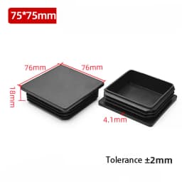 1~100Pcs Square Plastic End Caps Black Tube Pipe Plug Bung Stopper Assorted Sizes 10x10mm-120x120mm for Chair Legs Furniture DIY