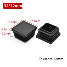 1~100Pcs Square Plastic End Caps Black Tube Pipe Plug Bung Stopper Assorted Sizes 10x10mm-120x120mm for Chair Legs Furniture DIY