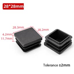 1~100Pcs Square Plastic End Caps Black Tube Pipe Plug Bung Stopper Assorted Sizes 10x10mm-120x120mm for Chair Legs Furniture DIY
