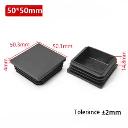 1~100Pcs Square Plastic End Caps Black Tube Pipe Plug Bung Stopper Assorted Sizes 10x10mm-120x120mm for Chair Legs Furniture DIY