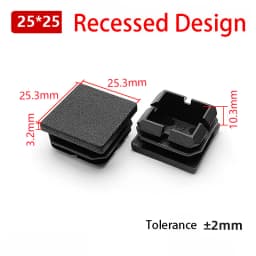 1~100Pcs Square Plastic End Caps Black Tube Pipe Plug Bung Stopper Assorted Sizes 10x10mm-120x120mm for Chair Legs Furniture DIY