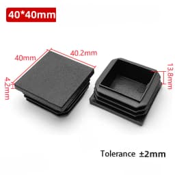 1~100Pcs Square Plastic End Caps Black Tube Pipe Plug Bung Stopper Assorted Sizes 10x10mm-120x120mm for Chair Legs Furniture DIY