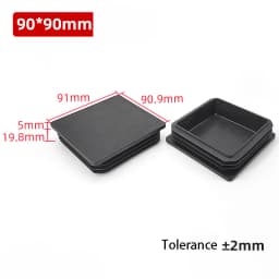 1~100Pcs Square Plastic End Caps Black Tube Pipe Plug Bung Stopper Assorted Sizes 10x10mm-120x120mm for Chair Legs Furniture DIY