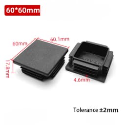 1~100Pcs Square Plastic End Caps Black Tube Pipe Plug Bung Stopper Assorted Sizes 10x10mm-120x120mm for Chair Legs Furniture DIY