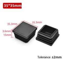 1~100Pcs Square Plastic End Caps Black Tube Pipe Plug Bung Stopper Assorted Sizes 10x10mm-120x120mm for Chair Legs Furniture DIY