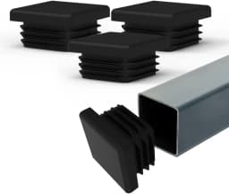 1~100Pcs Square Plastic End Caps Black Tube Pipe Plug Bung Stopper Assorted Sizes 10x10mm-120x120mm for Chair Legs Furniture DIY