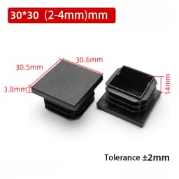 1~100Pcs Square Plastic End Caps Black Tube Pipe Plug Bung Stopper Assorted Sizes 10x10mm-120x120mm for Chair Legs Furniture DIY
