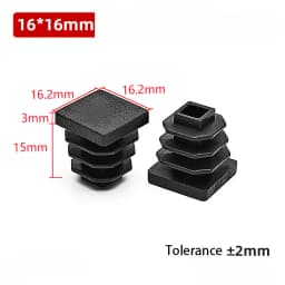 1~100Pcs Square Plastic End Caps Black Tube Pipe Plug Bung Stopper Assorted Sizes 10x10mm-120x120mm for Chair Legs Furniture DIY