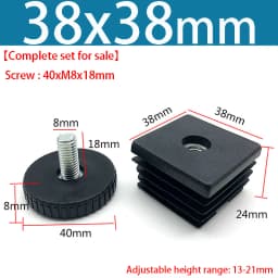 Round/Square Adjustable Foot Mats With Nut Blanking End Cap Pipe Plug Adjustable Screw Foot Pad Furniture Leg Cover End Cap