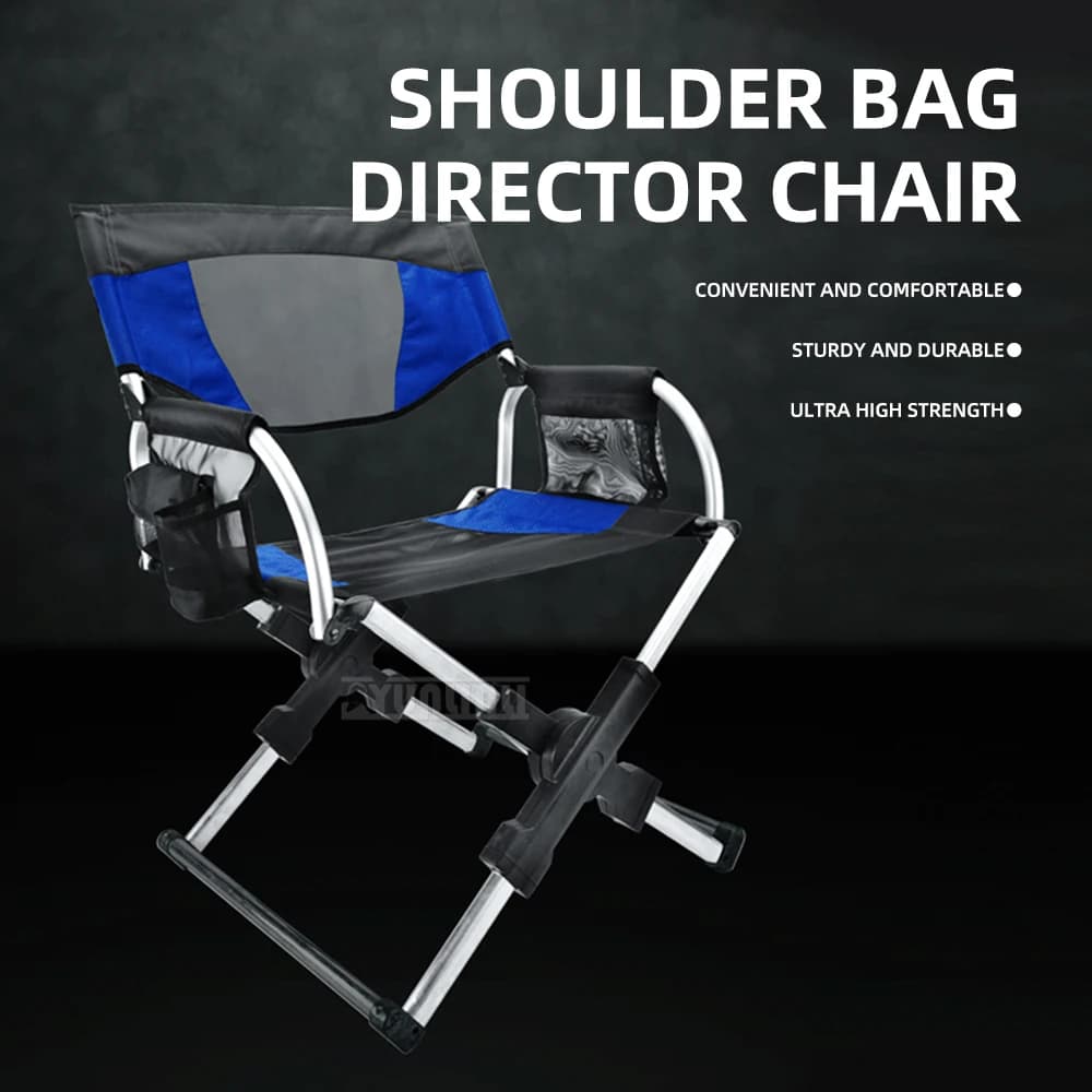 Aluminum Folding Director's Chair, Portable Camping Chair for Fishing, Beach, and Outdoor