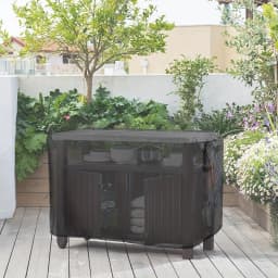 Black Prep Table Cover, Outdoor Bar Table Stainless Steel Table Cover Portable Cooling Cart Cover Patio Storage Cabinet Cover